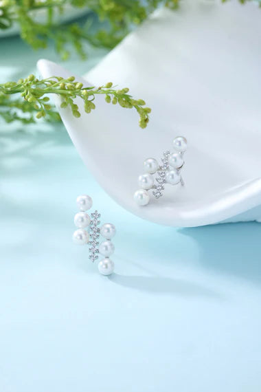 Starry Freshwater Pearls Zirconia Stud Earrings